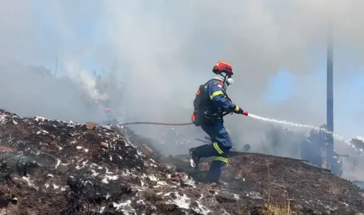 Φωτιά κοντά σε επιχειρήσεις στα Αλυφαντά Λέσβου (vid)
