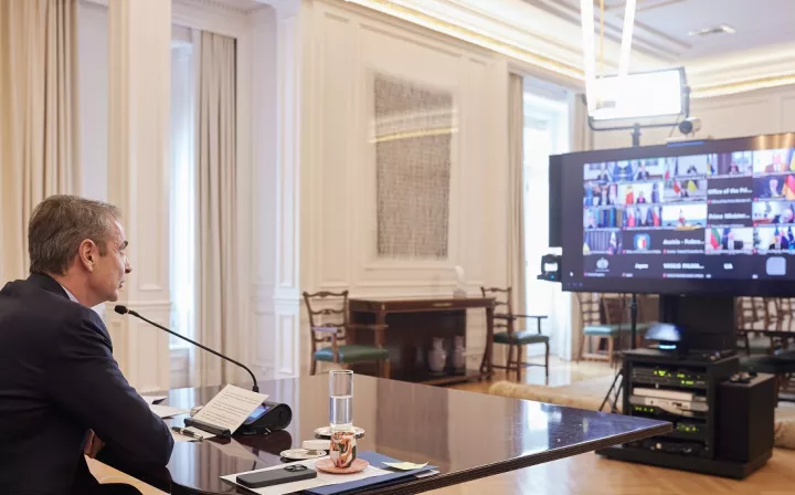 Κυρ. Μητσοτάκης στη «Συμμαχία των Προθύμων»: Μόνο η Ουκρανία μπορεί να λάβει αποφάσεις για την εδαφική της ακεραιότητα