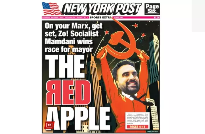 Με σφυροδρέπανο ο Μαμντάνι στο εξώφυλλο της New York Post