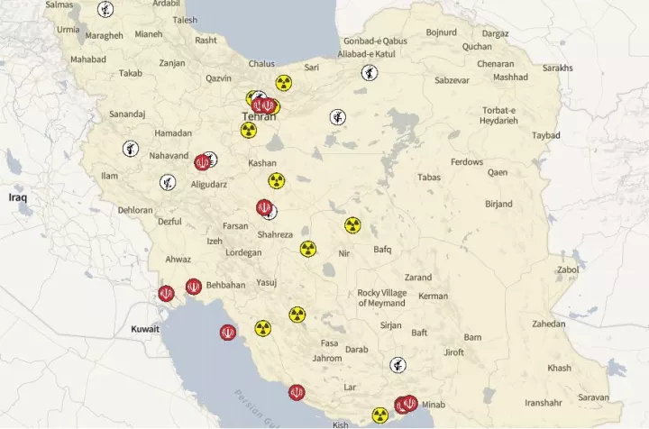 FDD: Όλοι οι πιθανοί στόχοι εντός της επικράτειας του Ιράν - Χάρτες