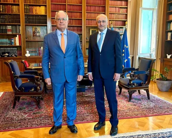 Αποχαιρετιστήρια συνάντηση του πρέσβη του Ισραήλ Νόαμ Κατς με τον Κωνσταντίνο Τασούλα